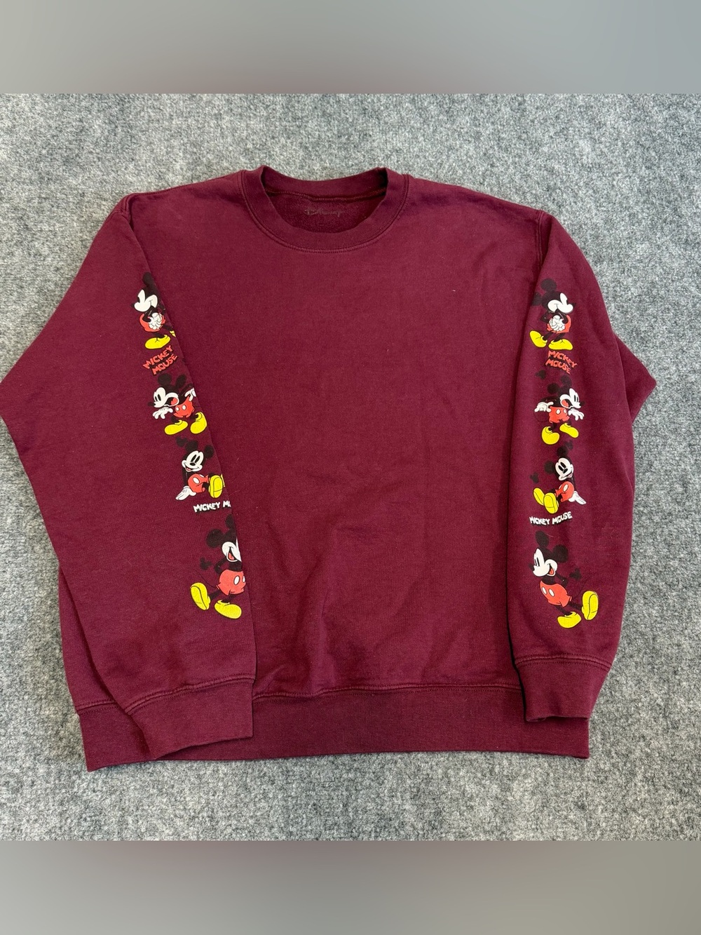 Disney Mickey Mouse Burgundy Crewneck Sweatshirt – Size Unknown / Approx.